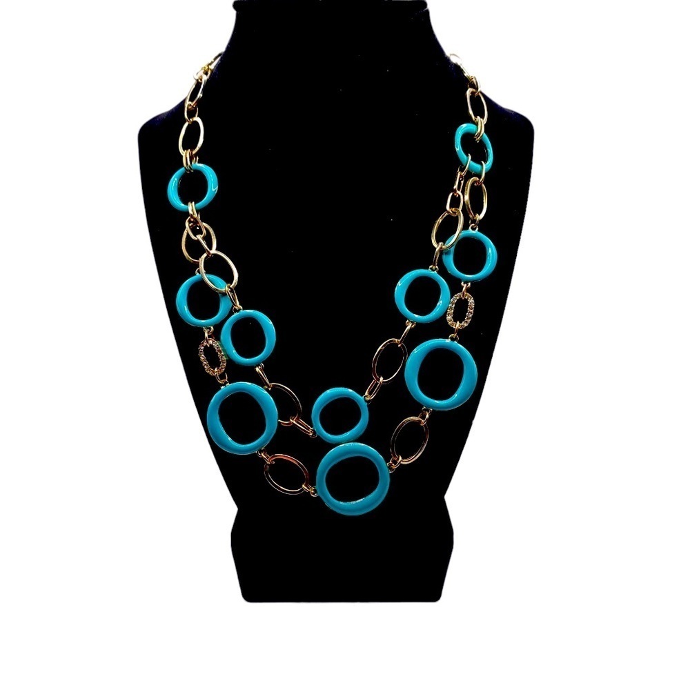 𝅺turquoise Enameling over golden Swag Necklace